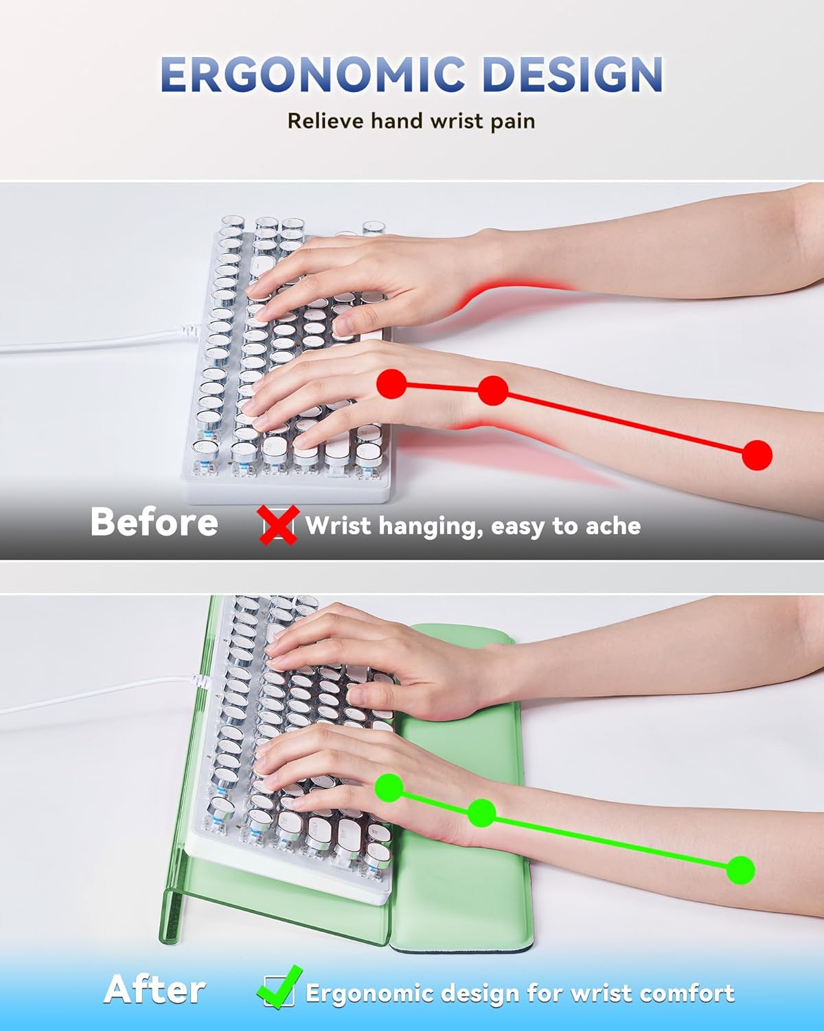 Laborio Computer Keyboard Stand for Desktop, Keyboard Riser Wrist Rest Holder for Easy Typing, Office Desk, Home, School Accessories(Coffee)