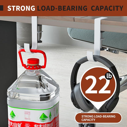 Adjustable Clamp-On Under Desk Hook - 3 Pack Heavy Duty Hanger, Sturdy Steel Holds for Purses & Backpacks, Space-Saving Organizer for Office Desks