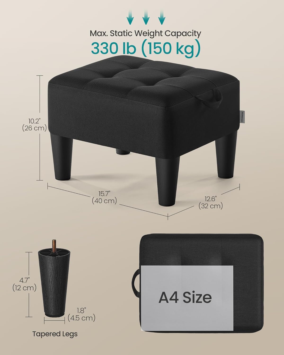 SONGMICS Foot Stool with Legs, Small Footstool Ottoman, Velvet Seat with Thick Cushion, for Living Room, Bedroom, Entryway, 330 lb Weight Capacity, Jelly Pink ULOM501R01