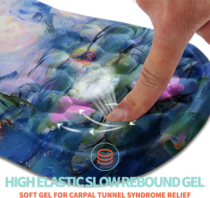 Ergonomic Mouse Pad Wrist Support with Memory Foam Massage Bulge, Carpal Tunnel Pain Relief Mousepad Wrist Rest for Mouse(12x8 inch, Silver Gray Light Purple)
