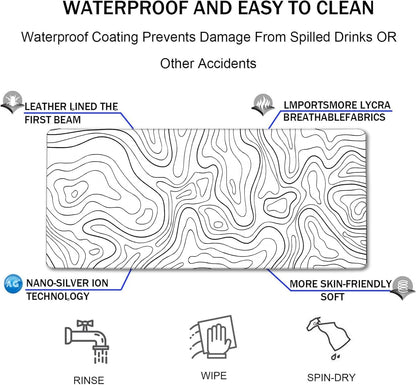 31.5" x 15.7" Waterproof Fabric Desk Pad, Rubber Anti-Slip Base, Stitched Edges No Curling, Fits Laptop Keyboard and Mouse, Smooth Office Mat Large Mouse Pad for Work Game, Black