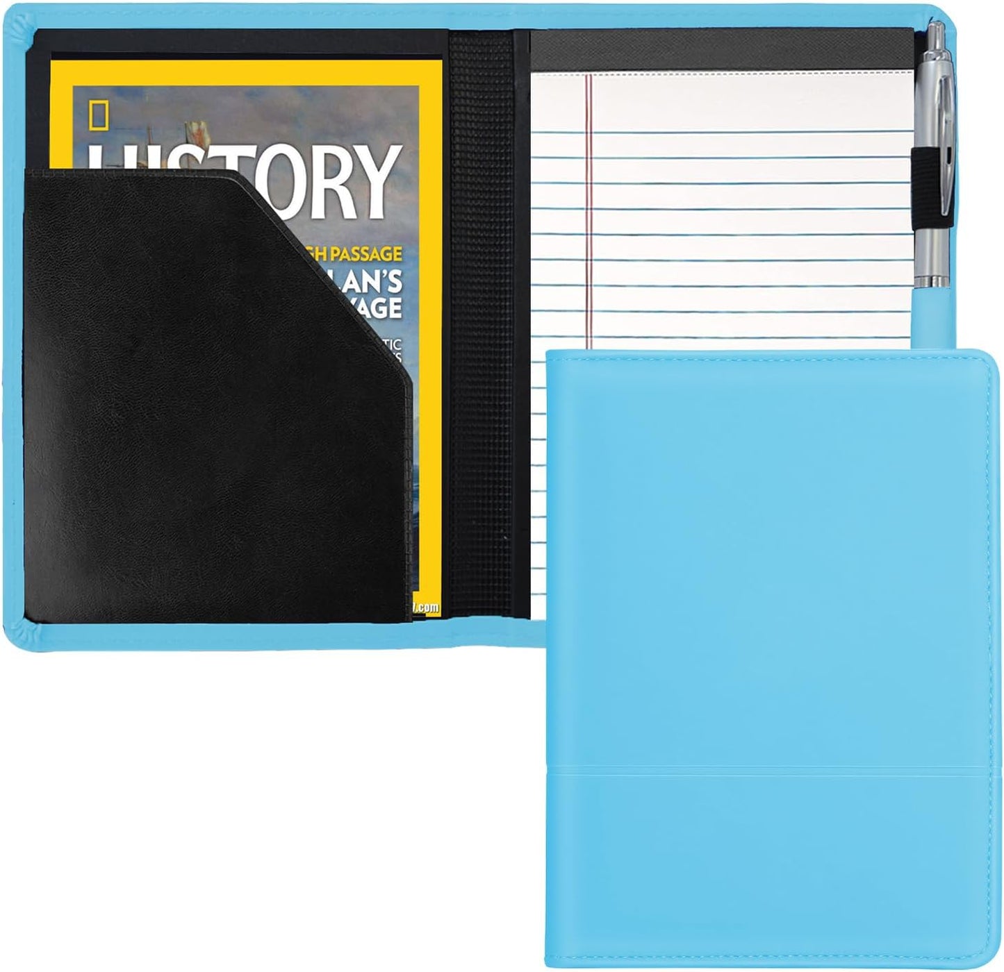 Padfolio/Portfolio Binder, Mini Padfolio Portfolio Binder 5 x 8 Legal Writing Pad, A5 Document Organizer Folder for Men Women, Black