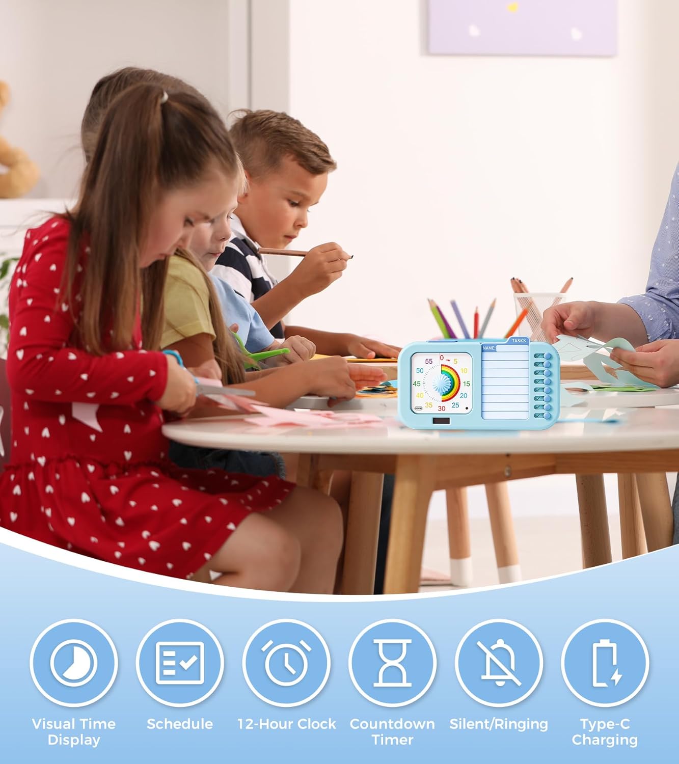 3-in-1 Visual ADHD Timer for Kids & Adults with Planning Board, Task Timer, Chore Chart & Visual Schedule Planner, Autism & ADHD Tools with Checklist for Homeschool Supplies, Home, School