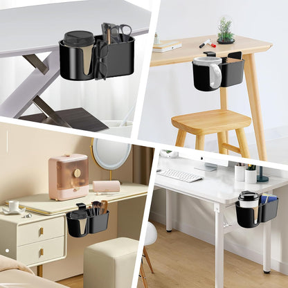 Desk Cup Holder with Large Metal Clamp, Fits Maximum Diameter of 3.38 inches Bottles, Anti-Spill Cup Holder Suitable for Tables, Porch Swings, and Patio Chairs. (Large)