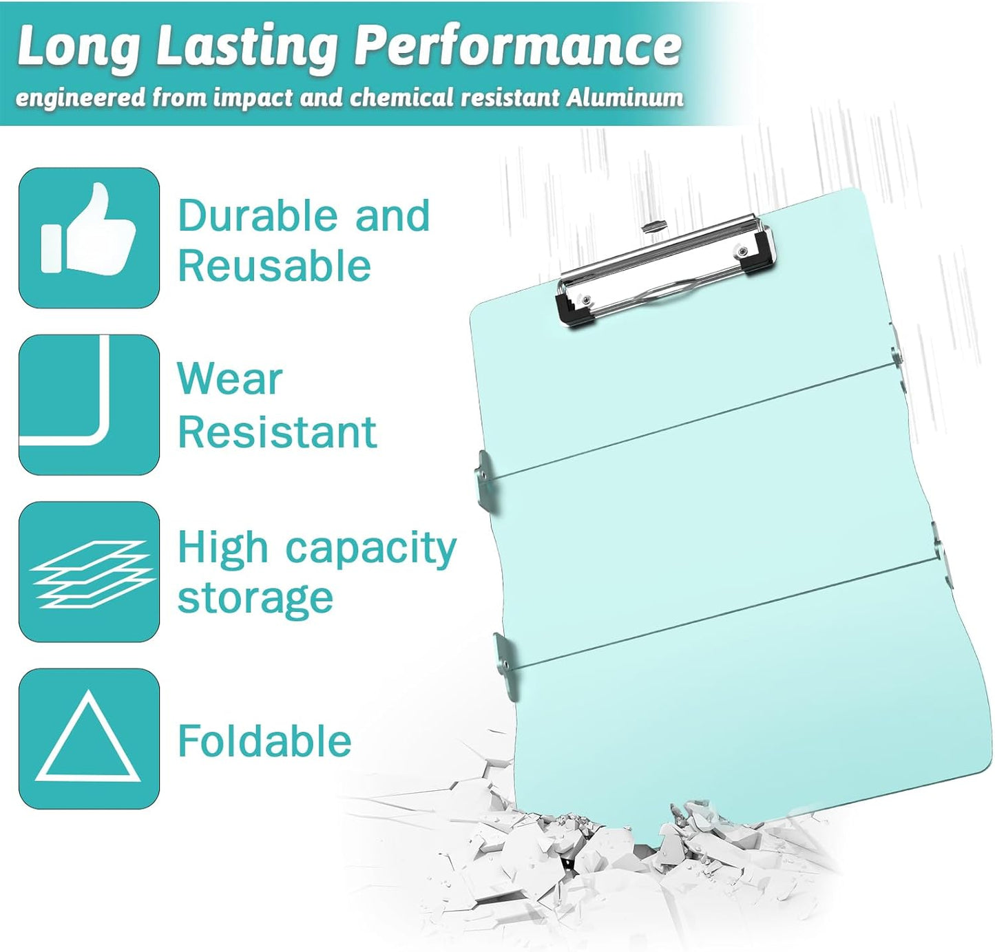 Clipboard Foldable Without Edition Cheat Sheets Aluminum 3 Layers Foldable Clipboards Pocket Size Profile Clip Clipboards Notepad for Students, Nurses,Contractor Trucker Driver