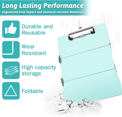 Clipboard Foldable Without Edition Cheat Sheets Aluminum 3 Layers Foldable Clipboards Pocket Size Profile Clip Clipboards Notepad for Students, Nurses,Contractor Trucker Driver