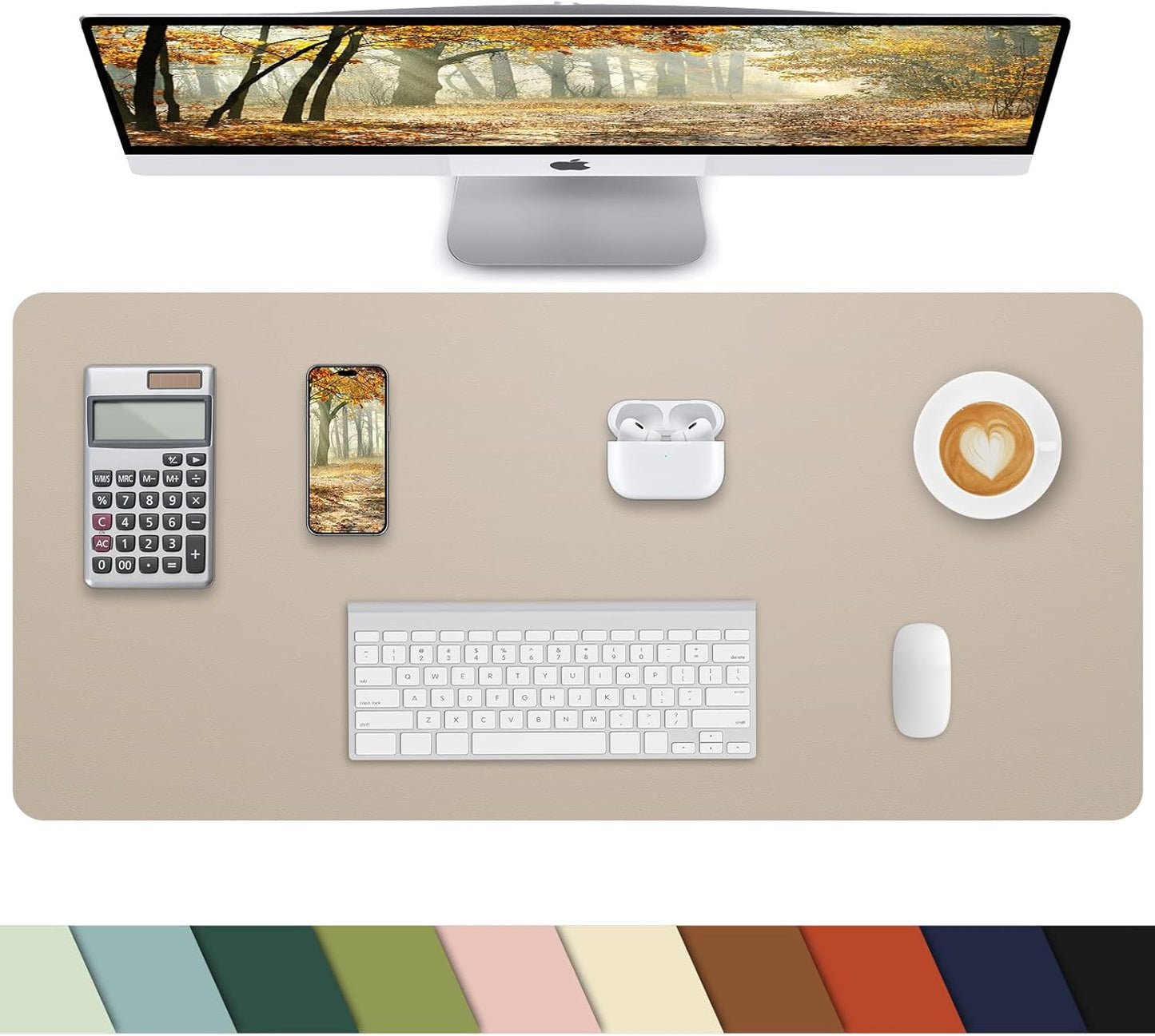 Leather Desk Pad Protector, Office Desk Mat, Large Mouse Pad, Non-Slip PU Leather Desk Blotter, Laptop Desk Pad Desk Accessories for Office and Home (Black, 40" x 17")