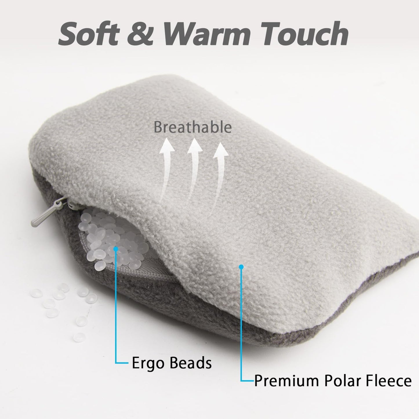 Large Mouse Wrist Rest Bean Bag, Ergonomic Mouse Support Pad Filled Ergo Beads for Computer, Laptop, PC Gaming (Gray)