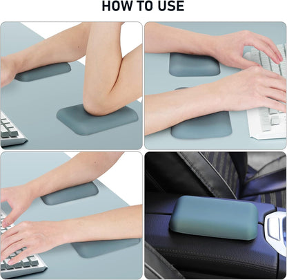 Leolee Elbow Rest Pads for Desk, Black Ergonomic Arm Rest Pads with Memory Foam & Non-Slip Base, Armrest Cushion Support Pad Relieve Elbow and Wrist Pain for Computer, Office, 2 Packs