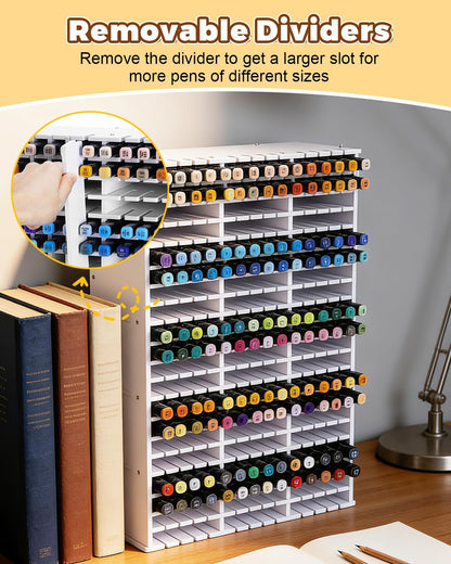 UCEC 300 Slot Marker Organizer Adjustable Markers Holder for Desk, Marker Storage Rack Pen Color Pencil Watercolour Brushes, Pen Case Markers Organizer for Artists for Studio, Classroom, Home Office