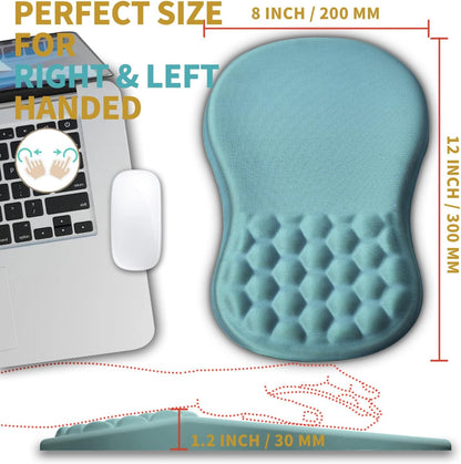 Hokafenle Ergonomic Mouse Pad Wrist Support with Massage Design, Wrist Rest Pain Relief Mousepad with Memory Foam&Non-Slip PU Base, Mouse Pads for Wireless Mouse & Desk (12x8 inch,Black)