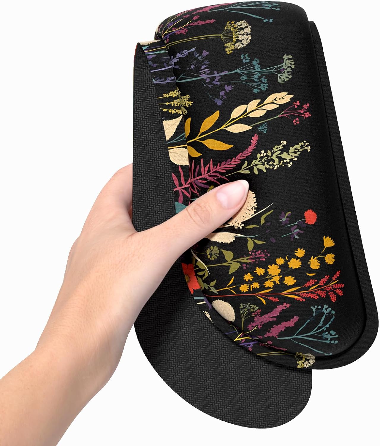 Dapesuom Enlarge Keyboard Wrist Rest, Memory Foam Wrist Cushion for Desk Mat Support, Cute Pain Relief Keyboard Mouse Pad Rests Set with Non-Slip Base for Gaming Laptop Office Computer, Elegant Flower