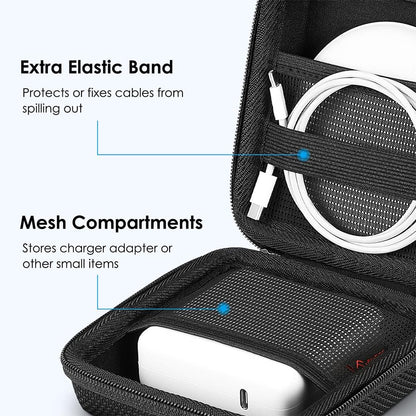 FINPAC Hard Case for MacBook Charger, Small Electronic Organizer Bag for MacBook Power Adapter, Portable Pouch Travel Storage for Laptop Accessories, Magic Mouse, USB Drives, GoPro, Gadgets - Black