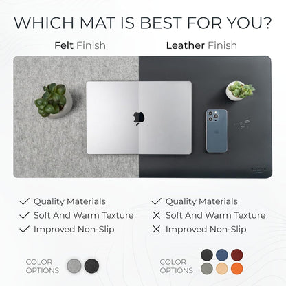 Nordik Large Felt Desk Mat – Stone Oat Beige – 35 x 17 inch – Computer Desk Mat – Keyboard and Mouse Pad – Large Desktop Felt Pad