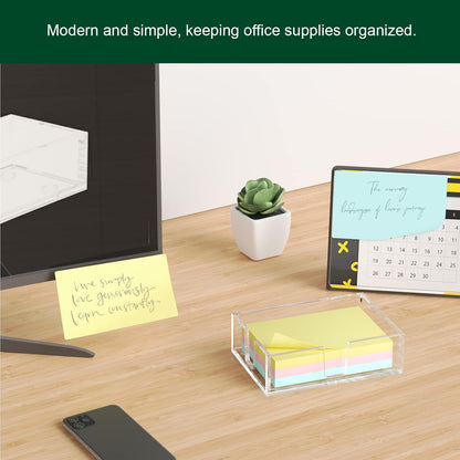 Acrylic Sticky Note Holder, Self-Stick Note Pad Holder W/O Pads - Note Dispenser Memo Pad Holder Desk Organizer for School Office Home (3''x3'' Clear)