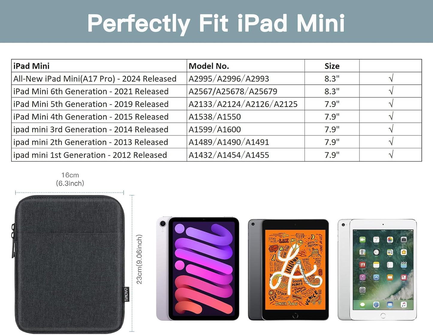 TiMOVO 9-11" Tablet Sleeve Bag for iPad 11-inch A16 2025, iPad 10.9"/10.2"| Air 11 Inch/5th/4th Gen. 10.9", Galaxy Tab A9+/A11Plus 11", Protective Bag Fit Smart Keyboard, Dusty Blue