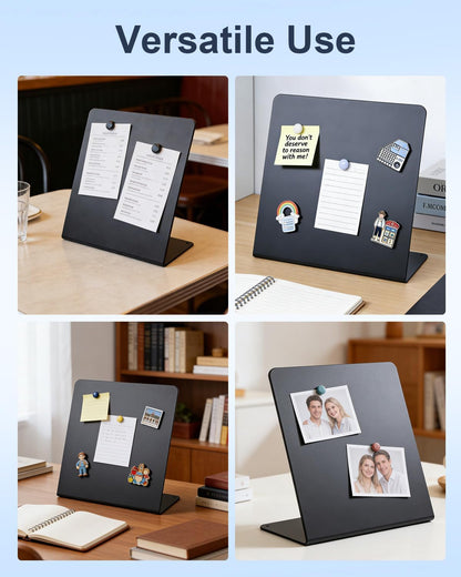 UCEC Metal Magnet Board, Magnetic Bulletin Board, Magnetic Display Board with Stand, Double-Sided V-Shaped Memo Board Easel for Magnet, 11.8"x10" Black Desktop Tabletop Display for Home Office Kitchen