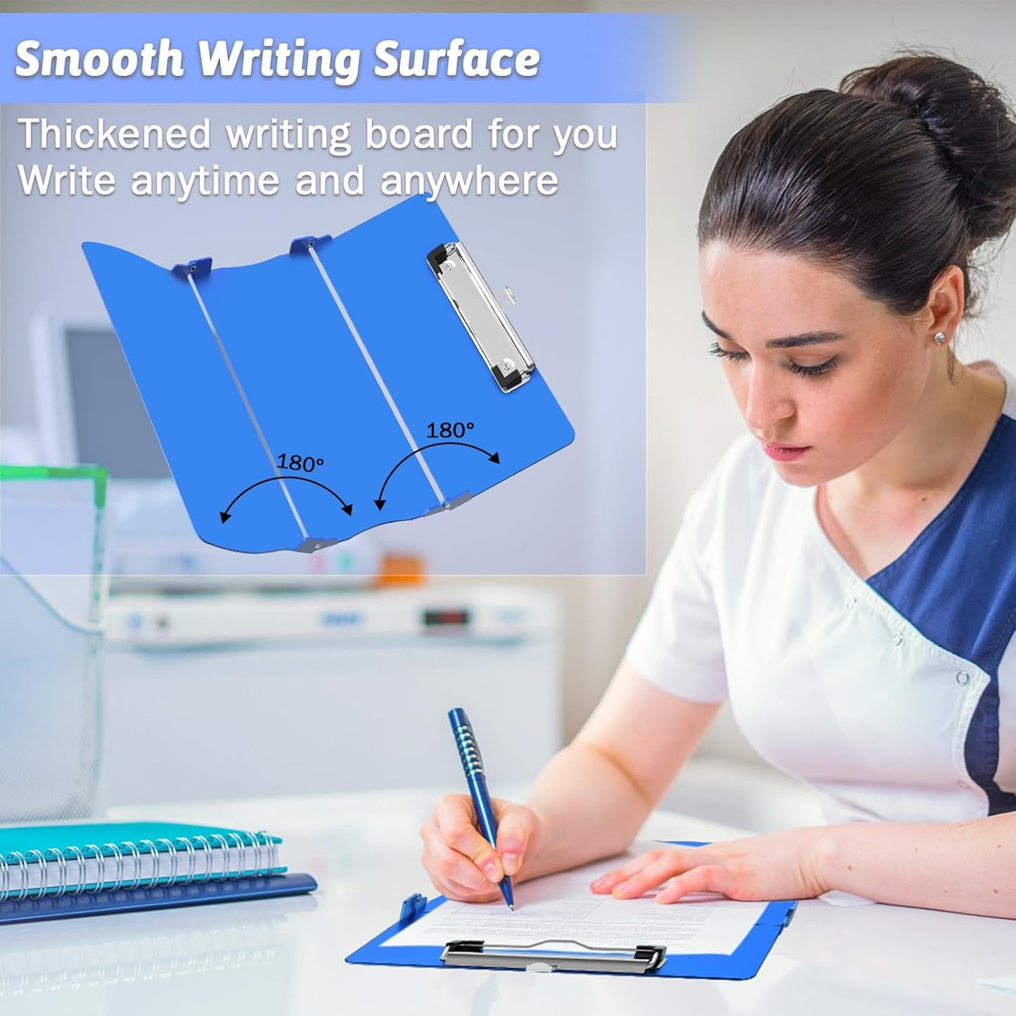 Clipboard Foldable Without Edition Cheat Sheets Aluminum 3 Layers Foldable Clipboards Pocket Size Profile Clip Clipboards Notepad for Students, Nurses,Contractor Trucker Driver