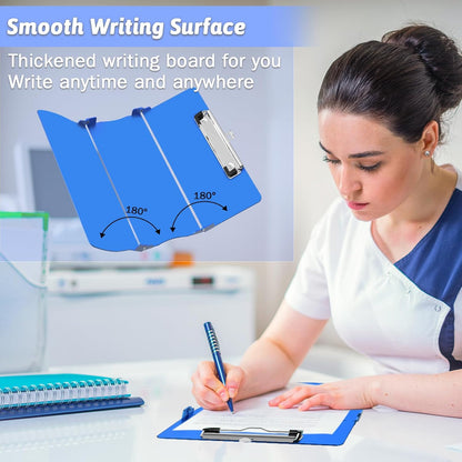 Clipboard Foldable Without Edition Cheat Sheets Aluminum 3 Layers Foldable Clipboards Pocket Size Profile Clip Clipboards Notepad for Students, Nurses,Contractor Trucker Driver