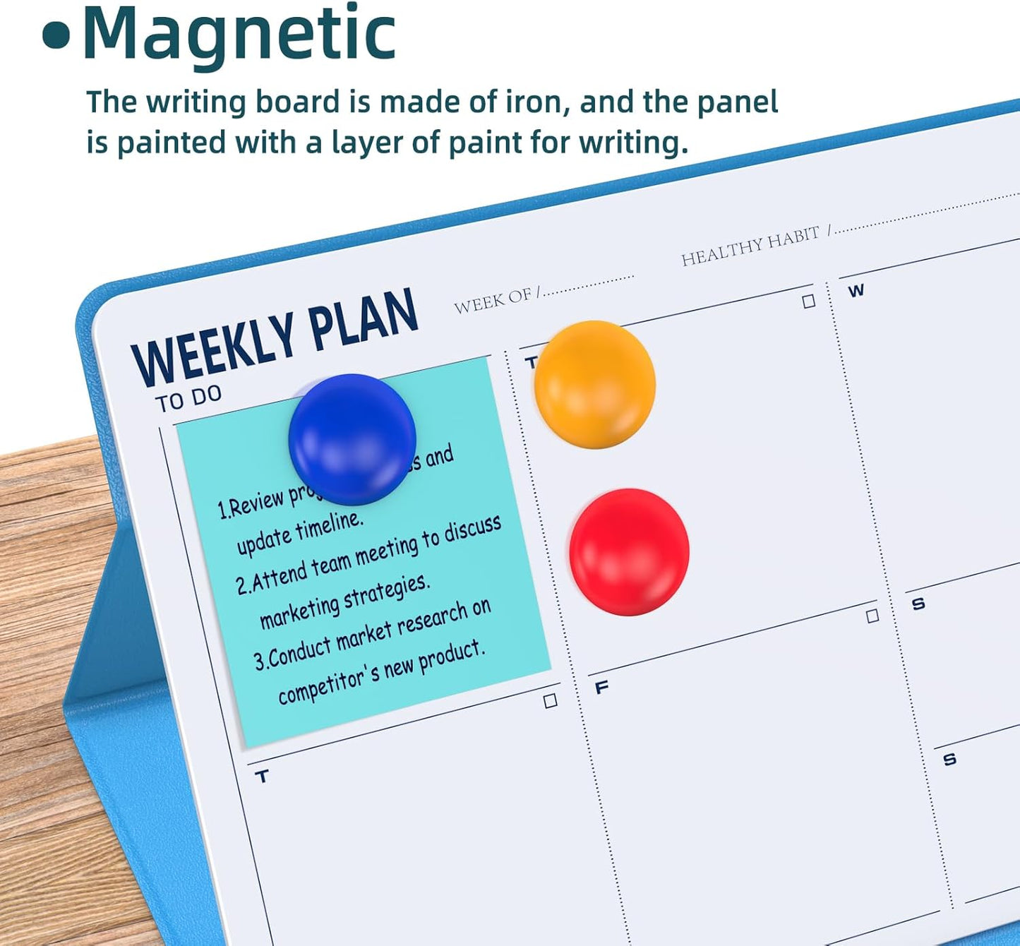 Magnetic Weekly Dry Erase Board,Portable Weekly Planner Whiteboard,Desktop Weekly Calendar White Board,to do List White Board 9.5"x7" Schedule Board Message Board for Office Home School (Black)