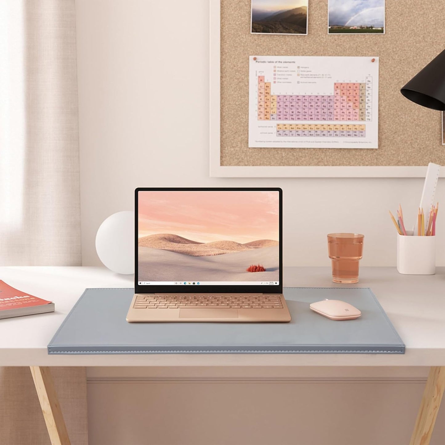AKOZLIN 35.4"x 18.9" Soft PU Leather Surface Office Desk Mouse Mat Anti-Push Pad with Full Grip Fixation Lip Table Blotter Edge-Locked Protector