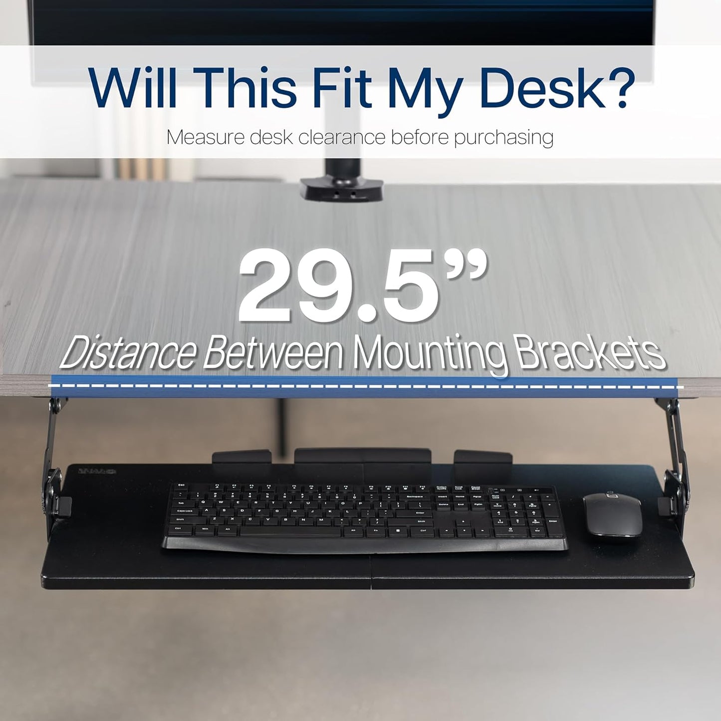 VIVO Large Under Desk 34 x 11 inch Computer Keyboard and Mouse Tray with Swinging Height Adjustment, 12 Settings, Platform Drawer for Typing, Black, MOUNT-KB34S