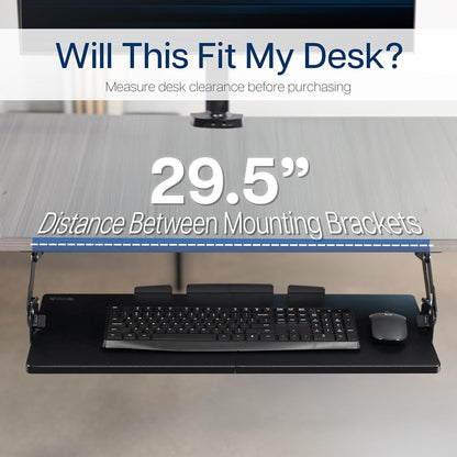 VIVO Large Under Desk 34 x 11 inch Computer Keyboard and Mouse Tray with Swinging Height Adjustment, 12 Settings, Platform Drawer for Typing, Black, MOUNT-KB34S