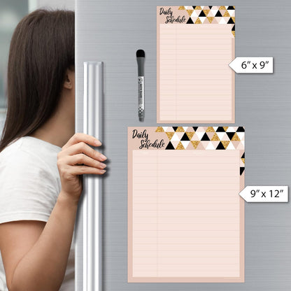 Dry Erase Daily Schedule Planner Sticker Decal by Glassboard Studio | Removable & Reusable | Magnetic Fine-Tip Marker Included (9 x 12 inches, White)