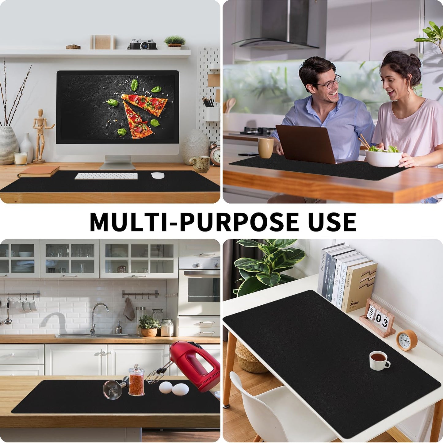 Bloss Leather Desk Pad and Keyboard Wrist Rest, Large Mouse Pad + Keyboard Pad+Mouse Wrist Support, Non-Slip Desk Mat Protector for Office, Home(31.5×15.7 Inches,Beige) - Colors A