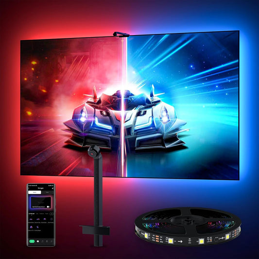 MIHEAL TV LED Backlight with AR Sensor,12.4FT RGB Strip Lights for 43-55 inch PC, TV & Monitor, Smart TV Lights Behind That Sync with Screen, Compatible with App Music Sync, for Gaming Room