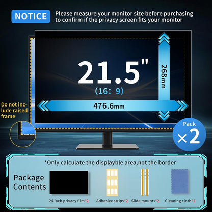 2 Pack- 27 Inch Curved Computer Privacy Screen Filter for 16:9 Widescreen Computer Screen Protector Computer Screen Privacy Shield Anti Glare and Blue Light