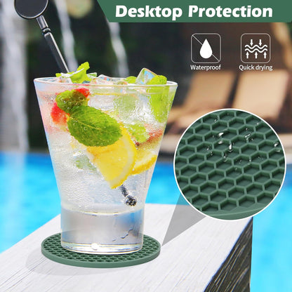 TWTLi Silicone Coasters Set of 8 with Holder,Coasters for Drinks,Beer,Coffee Coasters,Suitable for Kinds Cups,Hot or Cold,Anti-SLI,Non-Stick,Anti-Overflow Tabletop Protection and Decor (8 Pcs, Black)