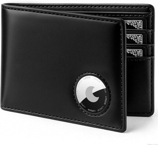 LORZOR AirTag Wallet- Bifold Full Grain Leather AirTag Wallet for Men, Minimalist Front Pocket Wallet with Airtag Holder, RFID Blocking, 12 Card Capacity Gift for Men(Vintage Brown)