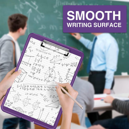 Sooez Clipboard with Storage, Plastic Storage Clipboards with Low Profile Clip, Nursing Clip Boards Foldable, Hanging Clipboard Case for Work, Teacher, Classroom Must Haves, Office School Supplies