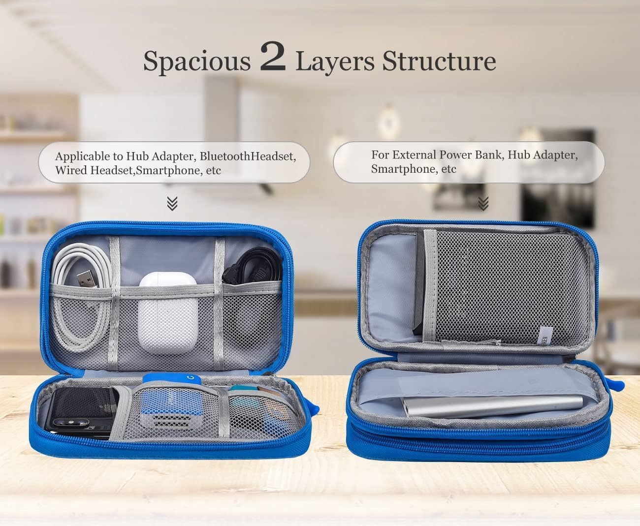 CAOODKDK Electronics Accessories Organizer Pouch Bag, Travel Universal Organizer for Cable, Charger, Phone, SD Card, Business Travel Gadget Bag
