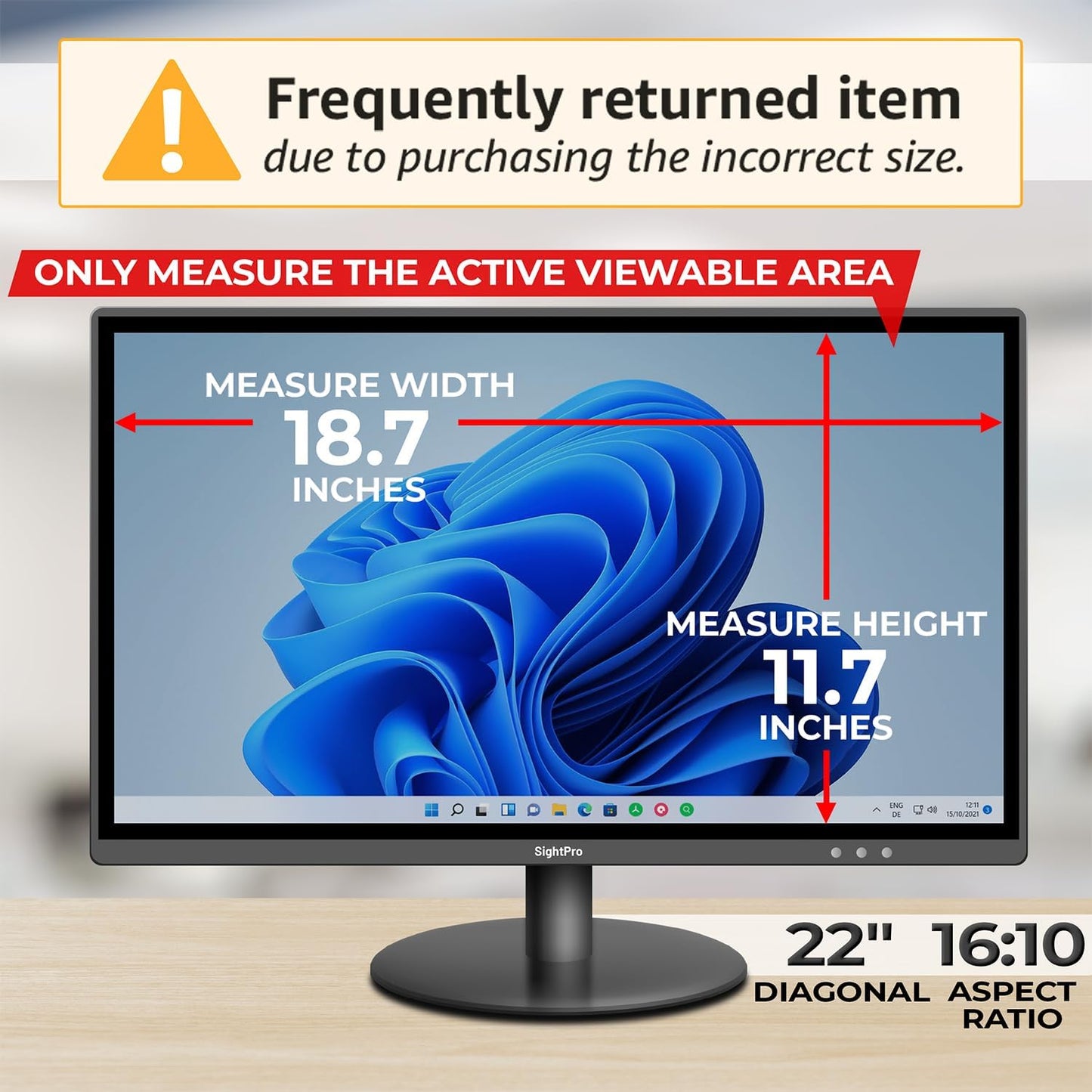 SightPro 24 Inch 16:9 Computer Privacy Screen Filter for Monitor - Privacy Shield and Anti-Glare Protector
