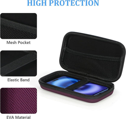 Portable Protection Hard EVA Case for External Battery, Cell Phone, GPS, Hard Drive, USB/Charging Cable, Small Carrying Bag Mesh Inner Pocket, Zipper Enclosure, Universal Travel Pouch Bag