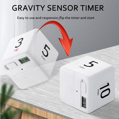 Rotating Pomodoro Timer, 5/25/15/45 Mins Preset, Desk Cube Countdown Flip Productivity Timer for ADHD, Time Management, Classroom, Workout, Kitchen, Cooking, Study, White