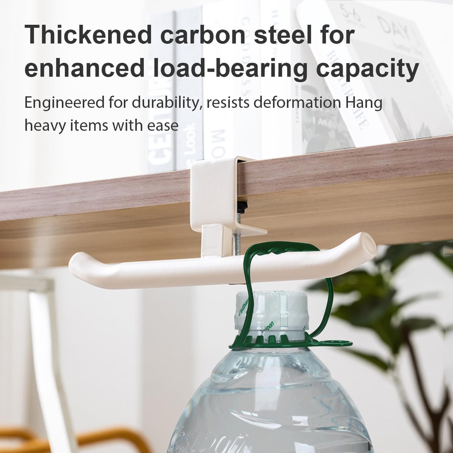 Desktop Backpack Hook - Durable and portable under-desk hook, space-saving backpack storage rack, suitable for offices/classrooms/dormitories, no drilling required for installation (white) - 1 piece