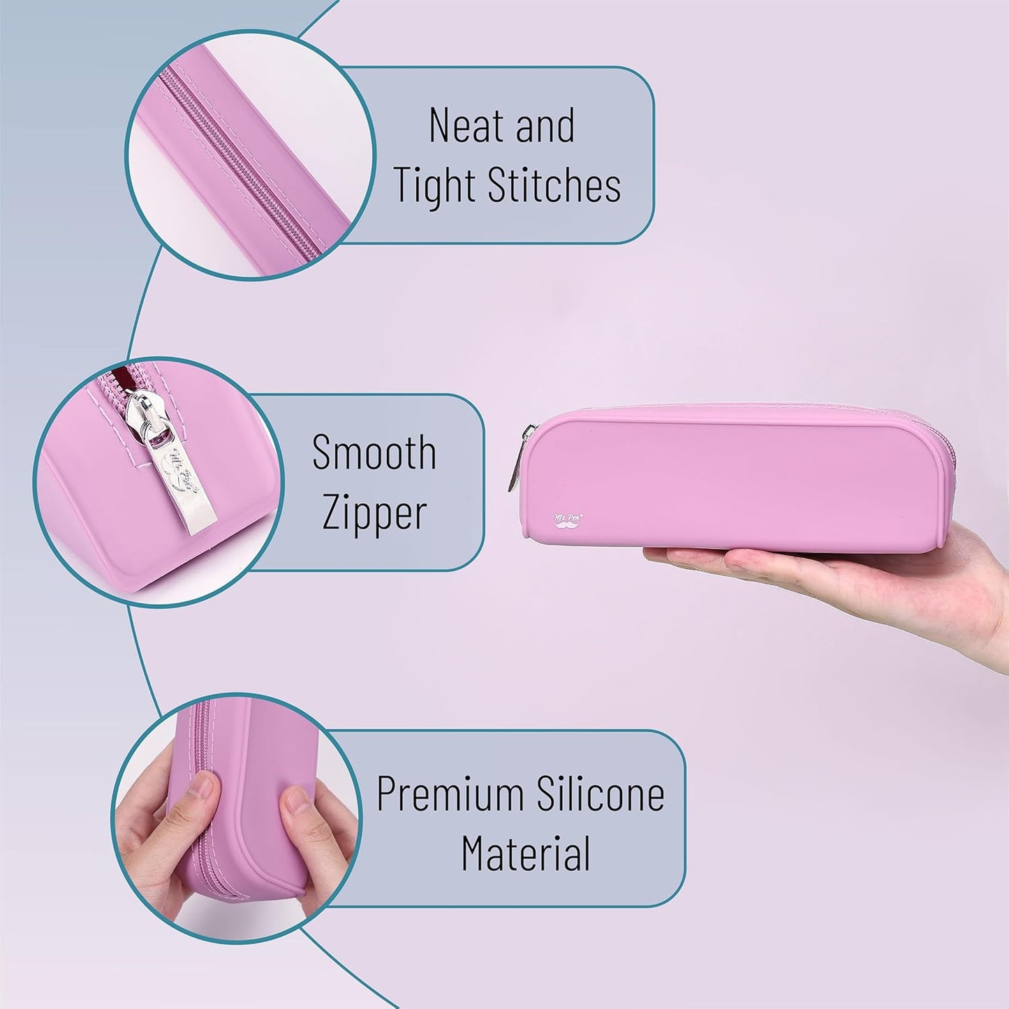 Mr. Pen- Silicone Pencil Case, Aesthetic Pencil Bag for Women, Makeup Pouch, Multifunctional Pouch for Stationery, Cosmetics and Electrical Goods Storage