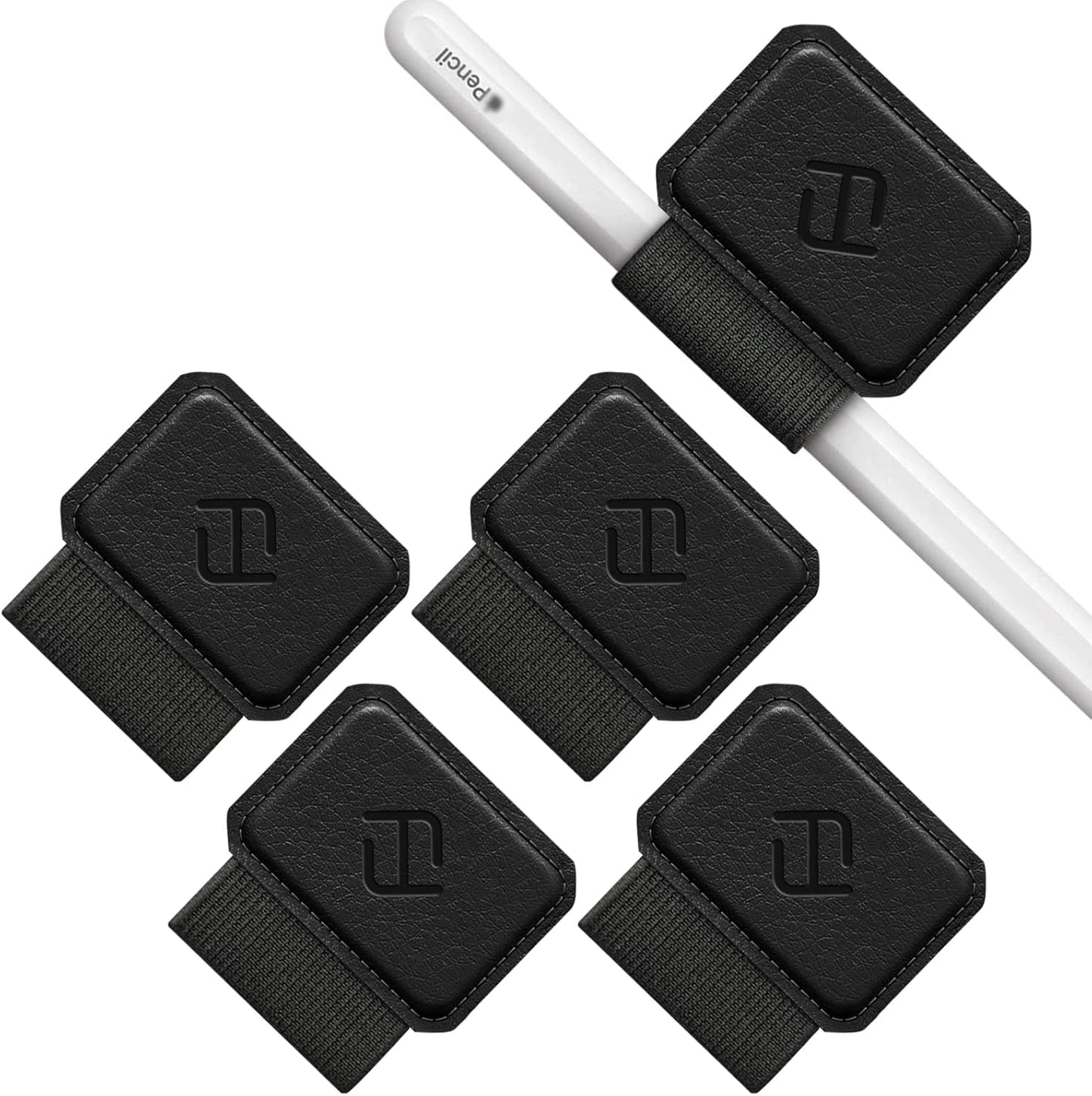Fintie 4 Pack Pen Loop Holder for Apple Pencil Pro, Apple Pencil (USB-C / 1st / 2nd Generation) and Stylus Pens, Elastic Adhesive Leather Sleeve Attached to Cases, Black
