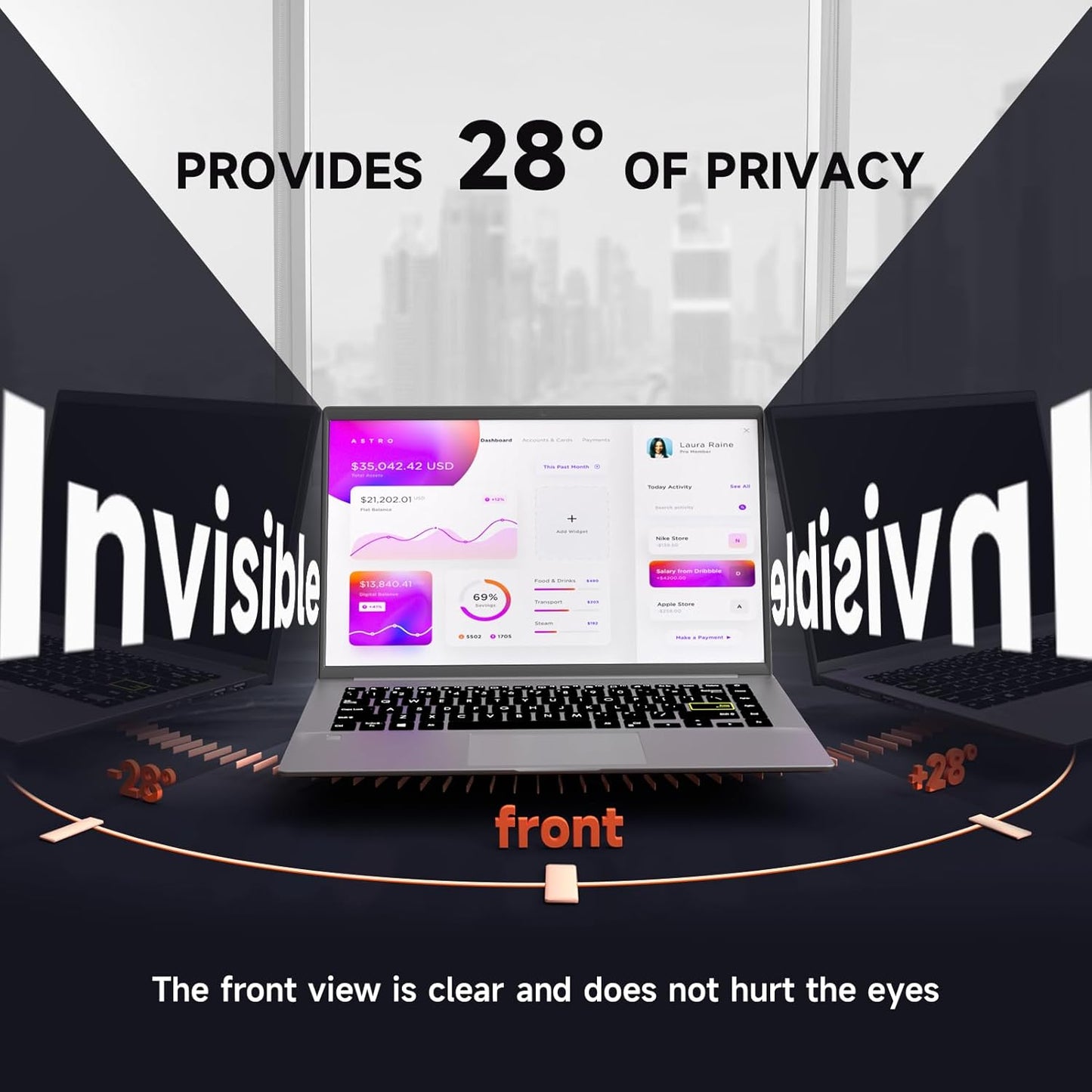Mamol 34 Inch Curved Computer Privacy Screen Filter for 21:9 Aspect Ratio Widescreen Monitor - Anti Glare Blue Light Filter, Removable Computer Monitor Privacy Shield, Anti-Scratch Screen Protector