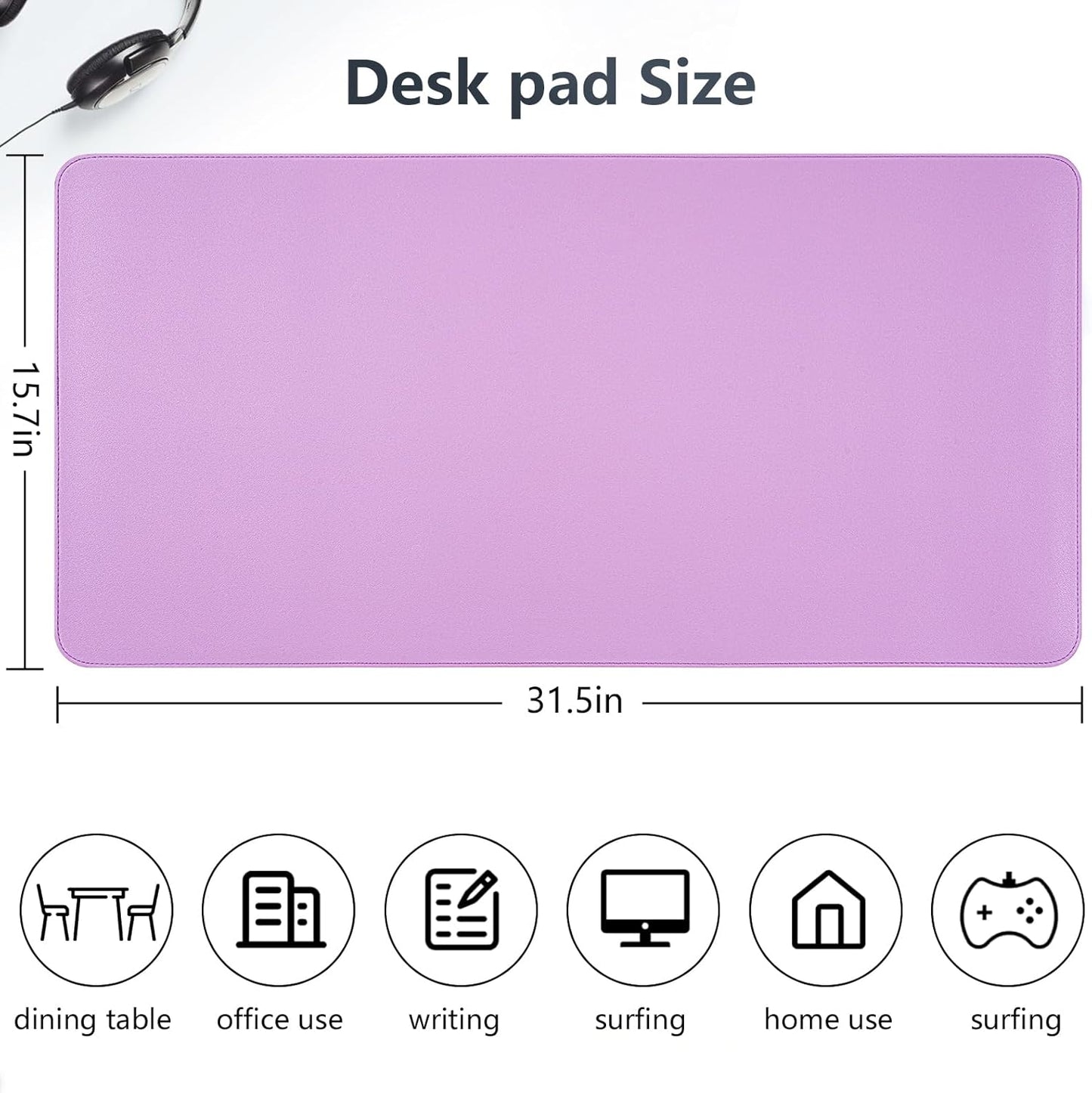 Dual-Sided Desk Pad, Large Mouse Pad - Natural Cork & PU Leather Non-Slip Waterproof Desk Mats for Office and Home (Blue, 31.5" x 15.7")