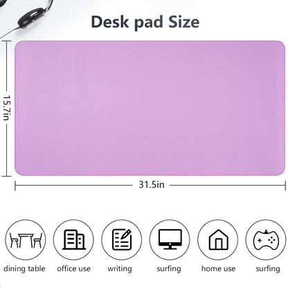 Dual-Sided Desk Pad, Large Mouse Pad - Natural Cork & PU Leather Non-Slip Waterproof Desk Mats for Office and Home (Blue, 31.5" x 15.7")