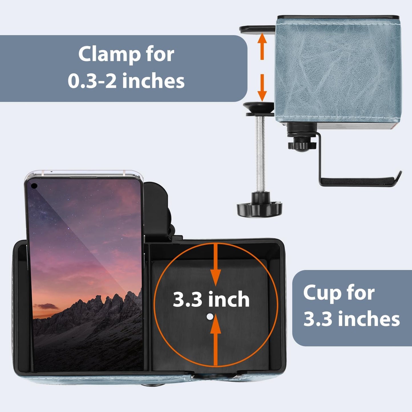 Desk Cup Holder Clip on Pen Holder Headphone Hanger Headset Stand Rotatable Clamp Hook Under Desk (Black)
