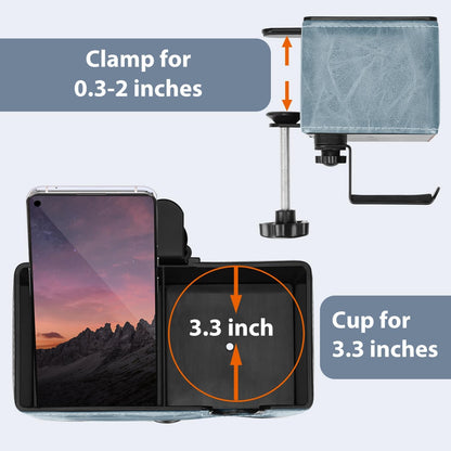 Desk Cup Holder Clip on Pen Holder Headphone Hanger Headset Stand Rotatable Clamp Hook Under Desk (Black)