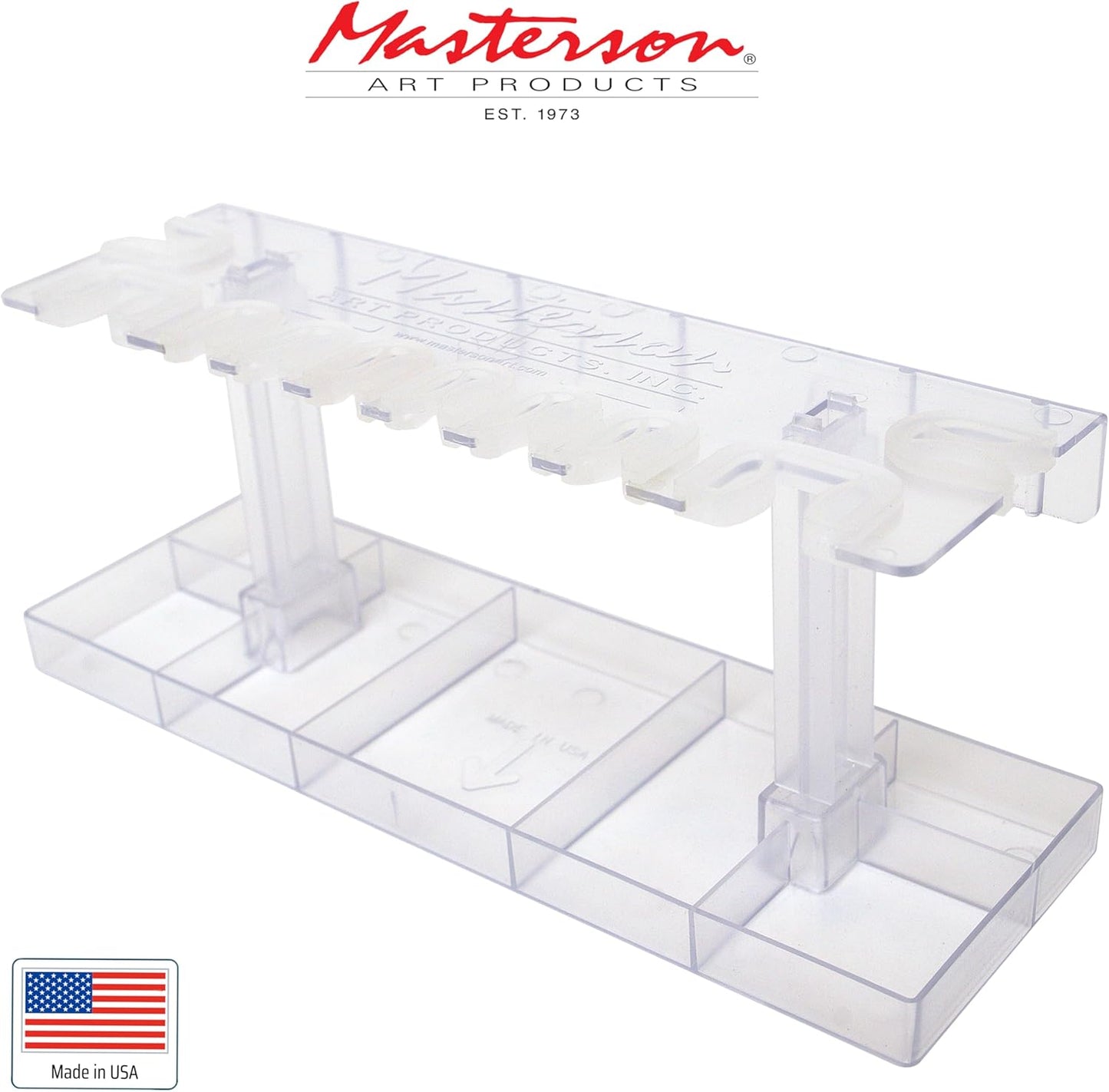 Masterson Sta-New Brush Holder, for Artist Paint Brush Drying, Storage, Organizing and Protection, Holds 10 Art Brushes Bristles Pointing Down, Fine Art, Studio, Classroom, Desktop, Made in USA