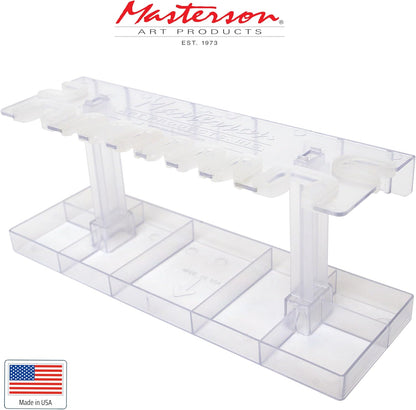Masterson Sta-New Brush Holder, for Artist Paint Brush Drying, Storage, Organizing and Protection, Holds 10 Art Brushes Bristles Pointing Down, Fine Art, Studio, Classroom, Desktop, Made in USA