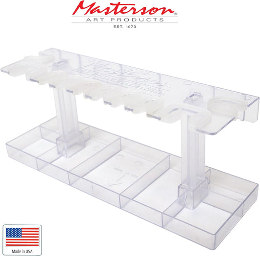 Masterson Sta-New Brush Holder, for Artist Paint Brush Drying, Storage, Organizing and Protection, Holds 10 Art Brushes Bristles Pointing Down, Fine Art, Studio, Classroom, Desktop, Made in USA