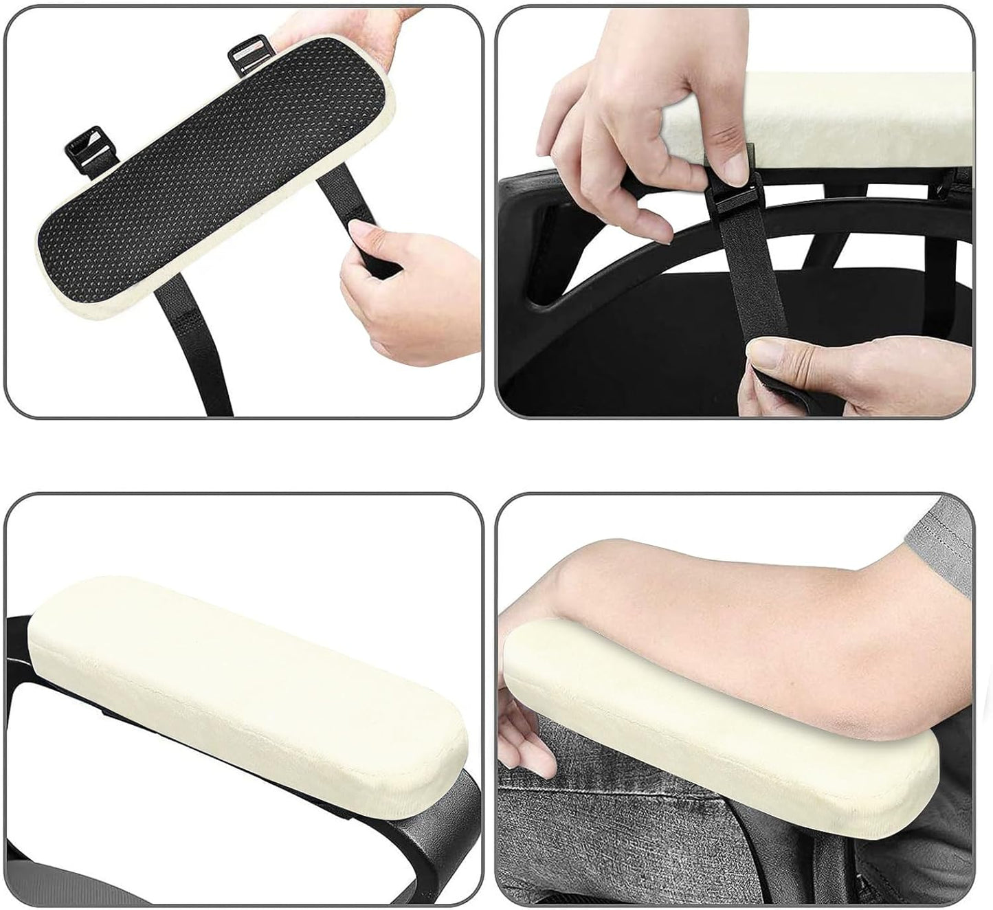 MOSISO Chair Armrest Pads (2 Pack), Memory Foam Home/Office Chair Arm Rest Covers Comfy Computer Gaming Elbow Cushion Removable Washable Elbow Support Forearm Pressure Relief, Black